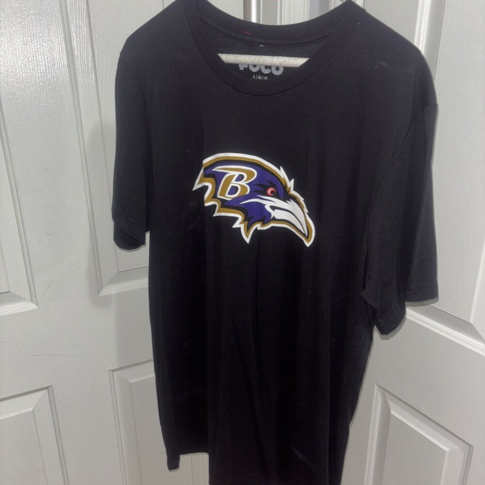 Baltimore Ravens Tee Shirt Black With Logo Size Large